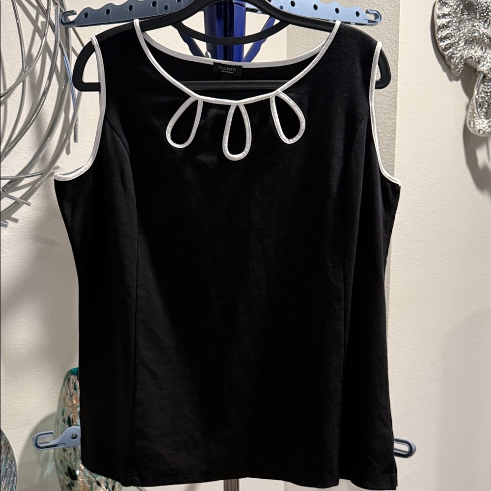 Talbots Black Tank Top with White Trim